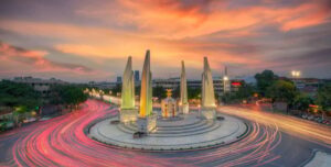 Article 9 The Constitutional Monument in Bangkok, Thailand, symbolizing the principles of democracy and the rule of law under the constitutional framework of the nation.