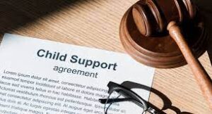 Father handing child support documents to mother in a Bangkok family law office, symbolizing legal custody and financial responsibility in Thailand.