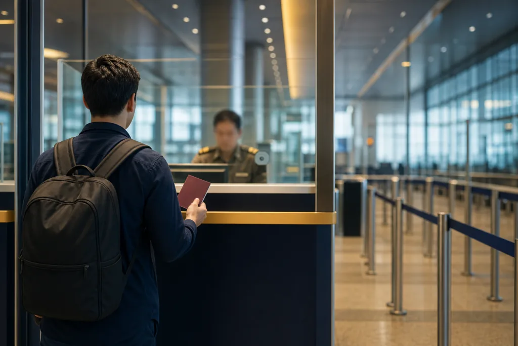 Who Can Be Refused Entry to Thailand? Section 12 of the Immigration Act Explained 1 Traveller presenting a passport at a Thai airport immigration checkpoint